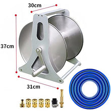 JTYMZYY Portable/Wall Hose Reel Set, Outdoor Hose Holder Storage, Heavy Duty Garden Hose Reel with Flexible 2/1" PVC Rubber Hose, Home Hose Storage Solution,35M