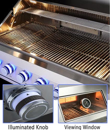 6 Burner Built In Gas Grill Island Head, Stainless Steel 39 Inch Propane Grill with Rear Burner, 72,000 BTUs, 684 SQ In Racks with Dual Fuel Compatibility