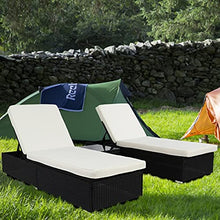 3Pcs Outdoor Furniture Set PE Rattan Iron Include 1 Coffee Table 2 Flat Bed Black 4-Wire Ideal for Patio Deck Poolside