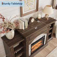 Homhougo Fireplace TV Stand for 80", Farmhouse Wood Entertainment Center