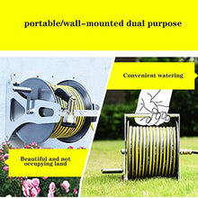 FKTHYO Portable Stainless Steel Hose Reel, Wall Mount Metal Hose Holder Garden Water Pipe Rack, Floor Standing Bracket Pipe Storage for Yard Lawn Farm Patio (C 15m)