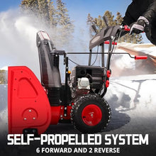 PowerSmart 24-Inch Two-Stage Self-Propelled Gas Snow Blower with 212cc Engine, Electric Start, 6 Forward/2 Reverse Speeds, and LED Lights