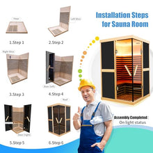 Jintop V-Shaped Infrared Sauna Room with Bluetooth & Double Glass Doors Black