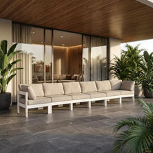 Outdoor Escape White Fabric Outdoor Patio Modular Sofa with Contemporary Style, Comfortable Seating, Durable Construction, and Spacious Design