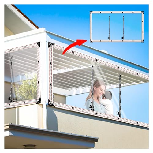 Zipper tarpaulin，0.5mm Heavy Duty Pvc Clear Waterproof Tarpaulin Side Panels,Outdoor Clear Tarp Curtains With Zipper,for Pergola Patio Porch Gazebo Garden，Customizable (Size : H2.9xW9m/H9.5xW29.5ft)