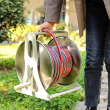 DPLXQPP Garden Hose Reel Wall-Mounted,Heavy-Duty Wall-Mounted Hose Reel,Can Accommodate 10-50m Hose,Wall-Mounted/Floor-Mounted Metal Hose Reel,with Multi-Function Water Gun,15m