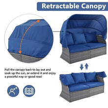 ZSLKDL Outdoor Patio Furniture Set Daybed Sunbed W/Retractable Canopy Conversation Set Wicker Furniture Sofa Set