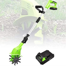 Garden Tiller,Cordless Rotavator Electric Cordless Hand Tiller Cultivator with 4000Mah Rechargeable Lithium Battery and Charger, Portable Soil Tiller Rotary Tiller, Garden, Field
