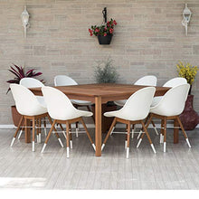 Amazonia Durham Square 9-Piece Patio Dining Set Durable Eucalyptus Wood White Chairs