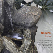 Alpine Corporation WIN270 52" Outdoor Rainforest Waterfall Tree Trunk Fountain with LED Lights, Cascading Water Feature for Garden, Patio, Backyard & Landscape Décor, Rustic, Brown