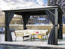 YITAHOME 10x12ft Hardtop Gazebo with Netting and Curtains Aluminum Frame Gray