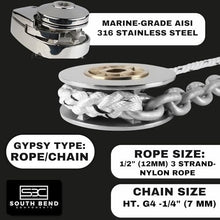 South Bend Components C912 Vertical Windlass Anchor System 900W 12V DC Motor Stainless