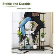 Plant Stand With Wheels | Indoor Outdoor Plant Shelves | Tiered Plant Shelf For Multiple Plants | Metal Plant Holder Multi-Tier Planter Pot Holder Flower Stand