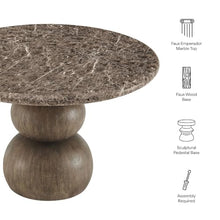 Modway Pietra Modern Sculptural Indoor/Outdoor Round Dining Table in Dark Emperador Marble – Faux Marble Top with Stacked Ball Pedestal Base – Contemporary Round 48" Dining Table