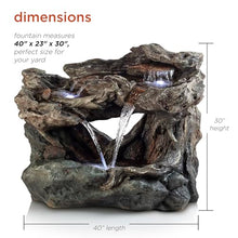 Alpine Corporation WIN924 30" Outdoor 3-Tier Rock Waterfall Fountain with LED Lights, Natural Stone Look, Perfect Garden Water Feature for Patios, Yards, and Landscapes, Gray