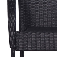 LKJephalotrope 5 Piece Patio Dining Set, Black PE Rattan Outdoor Furniture with Rectangular Tempered Glass Table and 4 Stackable Chairs for Backyard, Garden and Deck