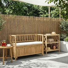 KUTYWEXFM Bamboo Garden Storage Bench 43.3 Inch Outdoor Entryway Seat