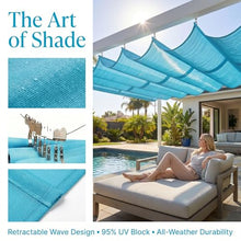 FENGZEQUAN Retractable Sun Shade Sail - Outdoor Wave Canopy，Breathable Wave Awning，Retractable U-Shaped Wave Canopy Awning，for Patio, Garden, Backyard Deck and Trellis(W3.2*L20m/W10.50*L65.62ft)