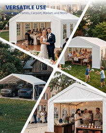 20x33 ft Heavy Duty Party Tent, Upg20x33 ft Heraded Galvanized Steel Frame Outdoor Canopy, with Mesh Screen & PE Roll-Up Double Doors, Removable Sidewalls and Windows, Wedding Event Commercial Carport