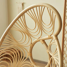 Home Rattan Chairs - High Back Vintage Artistic Rattan Chair, Phoenix Tail Design, Rattan Lounge Chair for Outdoor Relaxation on Balcony or Terrace Patio Patio Lounge Chair