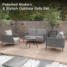 EAST OAK Life Chatter 4-Piece Patio Furniture Set Earth Black & Misty Grey