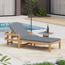 Christopher Knight Home 78" Paolo Outdoor Chaise Lounge Chair Set of 4, Acacia Wood Pool Lounge Chairs with Adjustable Backrest & Cushions, Patio Lounge Chairs for Outside Backyard Poolside, Dark Grey