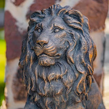 Zaer Ltd. Magnesium Pair of Lion Statues (Outdoor Safe) (27" Tall w/Ball (Set of 2), Aged Bronze (Painted))