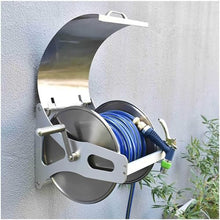 DOIBG Retractable Hose Cart Stainless Steel Garden Hose Reel,Heavy Duty Metal Wall Mount Water Hose Storage Rack-Rack+2m Hose