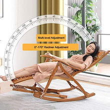 FENOKD Outdoor Gravity Camping Rocking Chair with Bamboo Wooden Frame and Gray Padded Seat for Garden Patio and Poolside Max. 250kg Weight Capacity (#1)