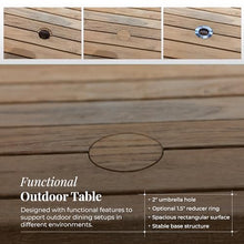 POVL Outdoor Menlo 7-Piece Teak Hardwood Patio Dining Set for 6 — 63" x 35.5” Compact Rectangular Grade A Teak Table, 2 Stacking Armchairs & 4 Stacking Side Chairs - for Small Patios & Decks (White)