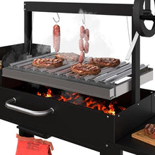 KoolMore 54 in. Charcoal BBQ Grill, Santa Maria Argentine Outdoor Grill with Interchangeable V Grates, Large Barbecue Grill for Outdoor Cooking, Black
