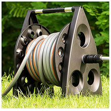 Professional Garden Hose Reel,Free Standing or Wall Mounted 1/2" Hose 30metre 65 Feet, Accessory Kit with Nozzle & 3/4" Inch Tap Fitting (Black 30m hose reel set)