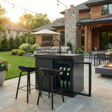 Stainless Steel Outdoor Island Grill with Granite Countertops & Rotisserie Kit, 6-Burner Propane Gas BBQ Grill with Sink & Wine Cooler and Refrigerator, for Backyard Patio Entertaining (Black1)
