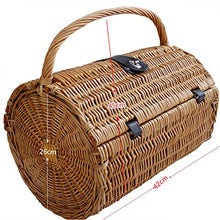 Wicker Picnic Basket Set for 2 Persons, Classical Handmade Willow Picnic Basket with Cutlery Kit, Large Willow Gift Hamper for Valentine Day, Birthday, Wedding, Outdoor Party