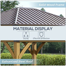 Outsunny 10' x 12' Hardtop Gazebo with Galvanized Steel Roof, Wooden Frame, Brown