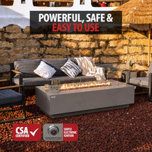 AMS 72" Rectangular Cast Concrete Propane Gas Fire Pit Table (Light Gray)