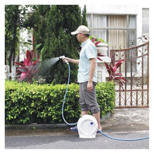Garden Hose Reel, Portable Hose Pipe Reel with 20M / 65 Feet Hosepipes, Adjustable Spray Nozzle, Compact and Lightweight for Watering Garden (Blue)