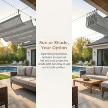 Retractable Sun Shade Sail Canopy with Sliding Track Kit for Outdoor Deck, UV Protection, Durable Wave Awnings，Breathable Wave Awning，for Pergola, Garden,Deck,and Porch(W2*L9m/W6.56*L29.53ft)