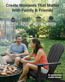 YEFU Adirondack Chairs Set of 4 with Cup Holder, Weather Resistant, Black