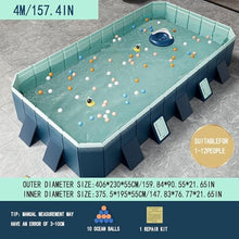 FANYING Large Outdoor Folding Rectangular Summer Pools, Above Ground Pool Comes, Non-Inflatable Pool, for Outdoor Garden,Blue,400cm