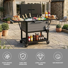 Yardgrace 104 Quart Rolling Ice Chest, Portable Patio Party Cooler with Divider,Spacious 104-Qt Capacity, Chills 36hrs, Serving Tray, Rolling Ice Chest for Indoor and Outdoor Entertainment，Grey