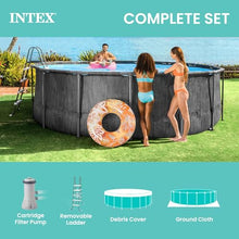 INTEX Greywood Prism Frame 15ft x 48in Round Above Ground Pool Set w/Pump