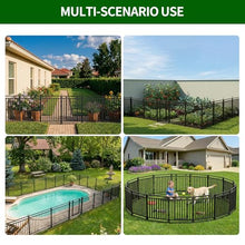 Decorative Garden Fence Metal Dog Fence Outdoor, 40in (H) x 108ft (L), 42 Panels + 6 Gates, Heavy Duty Garden Fencing Animal Barrier for Patio & Flower Bed, Black-Silver
