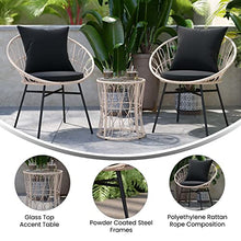 Flash Furniture Rattan 3-Piece Indoor/Outdoor Bistro Set, Tan/Black