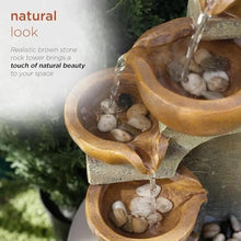 MVUYO FMURY Indoor and Outdoor Tabletop Tiered Pouring Pots Waterfall with Stone Look