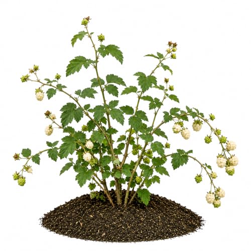 Votaniki Snowbank White BlackBerry 2 to 3 Ft Live Plant Rubus Hybrid Milky White Sweet Fruit Self Fertile Berry Bush for Home Gardens Trellis Growing and Backyard Orchards