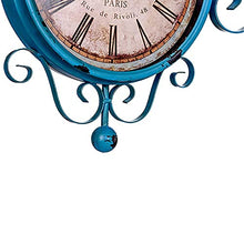 saditesdk Wall Clock, Outdoor Garden Wall Clock, Blue Double Sided Station Clock Garden Clock Rotation Wrought Iron Retro Outdoor Clock Decoration Outside Clock for Indoor Outdoor, 8inch，