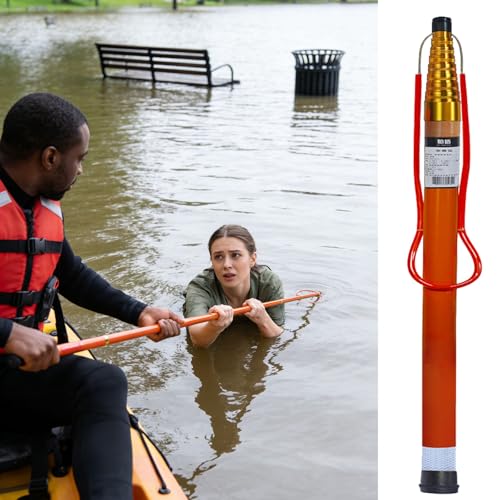 CHZDPP Telescopic Orange Water Rescue Pole, 14.8ft/ 18ft/ 21.3ft/ 32.8ft Professional Pool Rescue Hook for Drowning, with Luminous & Reflective(10m/32.8ft)