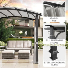 MeetLeisure Meetleisure 11'x11' Outdoor Pergola with Sidewalls - Arched Top Outdoor Pergola with Metal Steel Frame and Textilene Top Canopy, Ideal for BBQ Party & Family Gathering, Grey Top