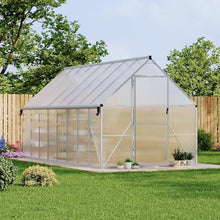 8x16 FT Greenhouse for Outdoors, Polycarbonate Greenhouse with Roof Vent, Lockable Door, Aluminum Walk-in Green Houses for Outside Garden Backyard, Sliver